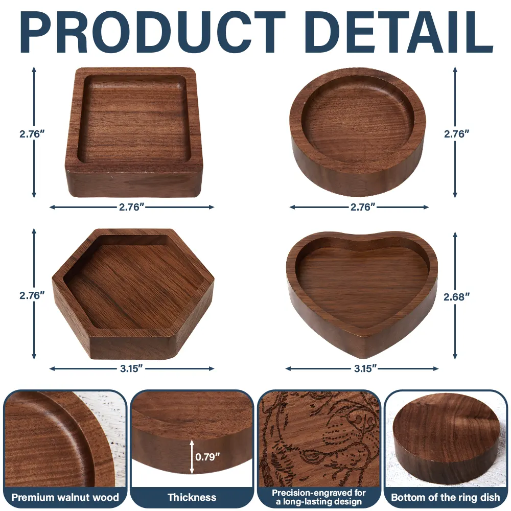 Custom Photo Outline Sketch Pet Face And Name - Personalized Wood Ring Dish - Image 6