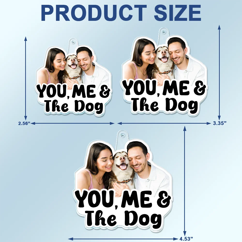 Custom Photo Outline You, Me And The Dog Cat - Personalized Acrylic Car Hanger - Image 5