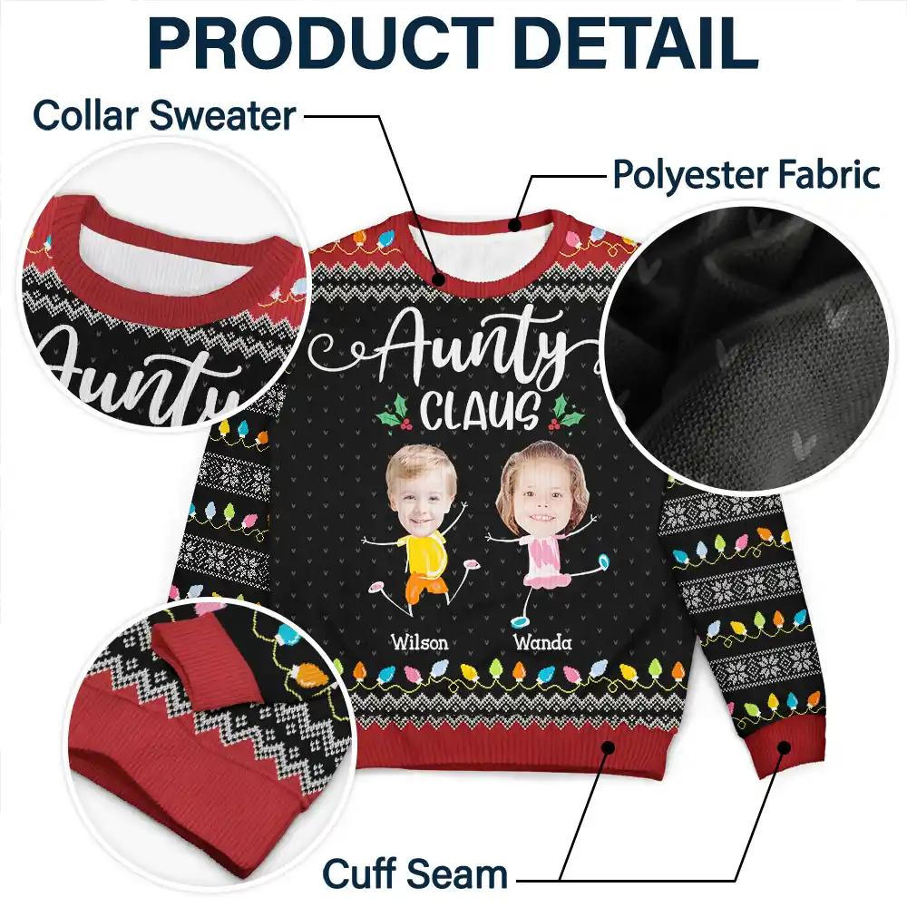 Custom Photo Papa Claus Nana Mama Dada - Personalized Unisex Ugly Sweater - Image 7