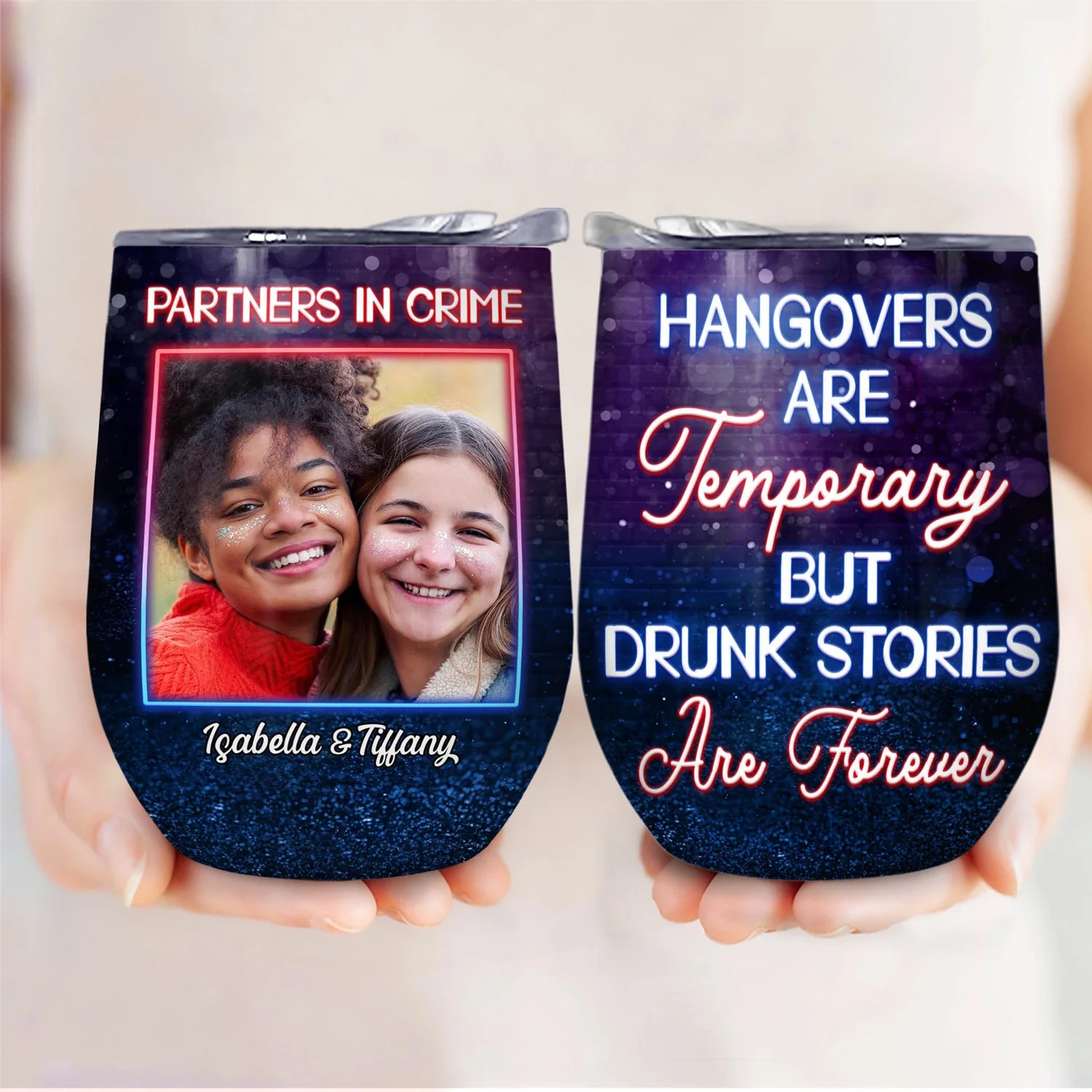 Custom Photo Partners In Crime Just Remember If We Get Caught Best Friends - Bestie BFF Gift - Personalized Custom Wine Tumbler - Image 3