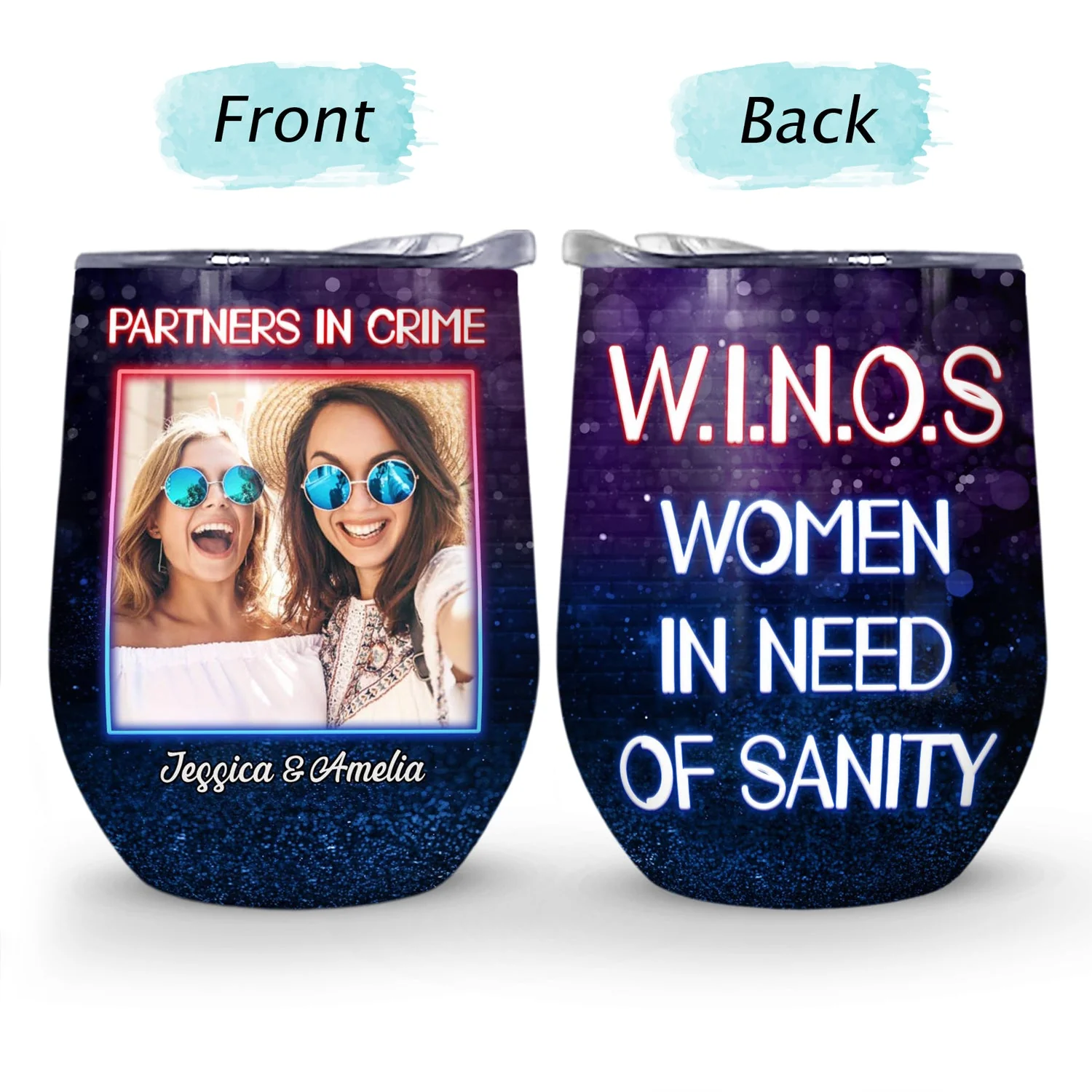 Custom Photo Partners In Crime Just Remember If We Get Caught Best Friends - Bestie BFF Gift - Personalized Custom Wine Tumbler - Image 4