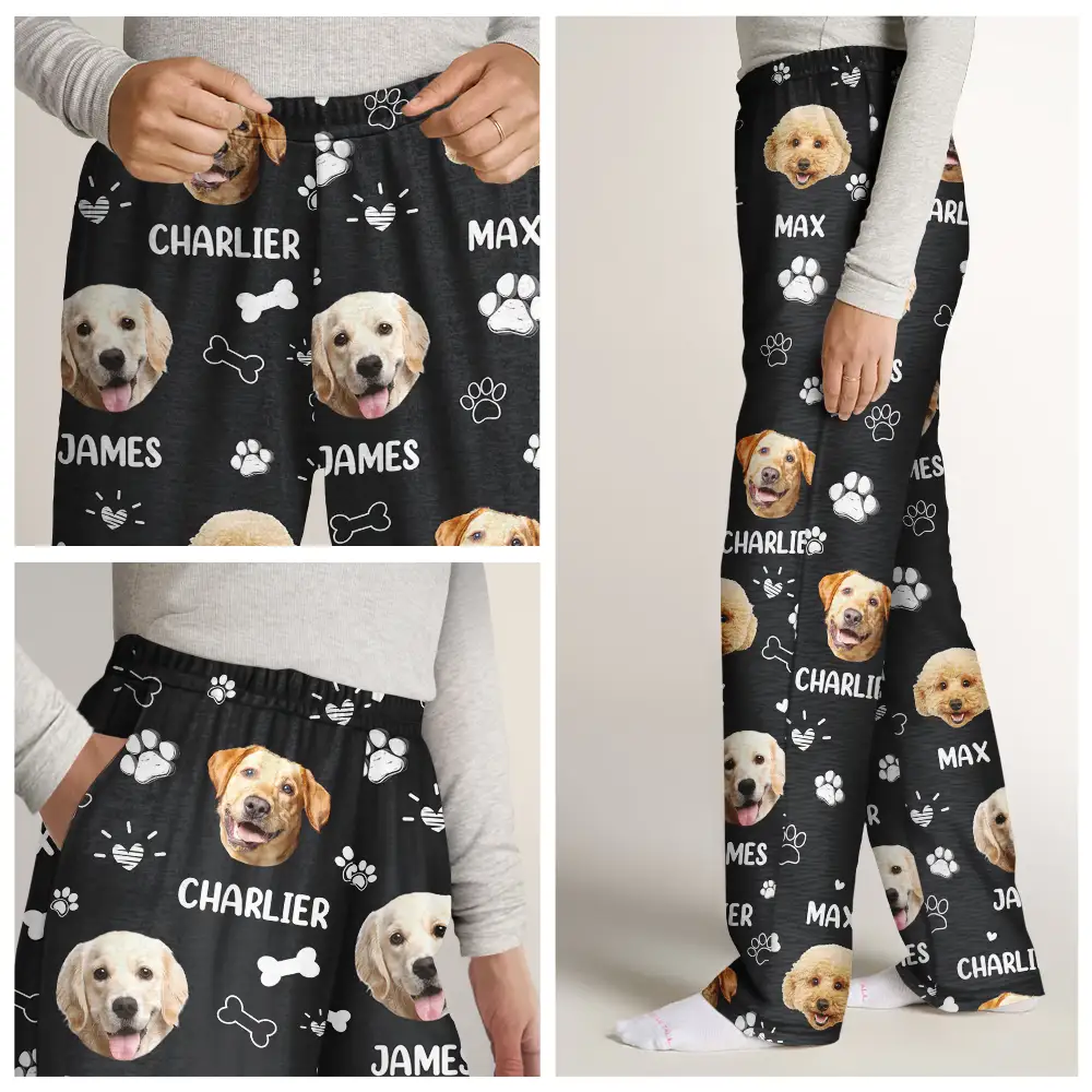 Custom Photo Paw Prints In My Heart Pet Mom Dad Dog Cat Lover - Personalized Pajama Pants - Image 11