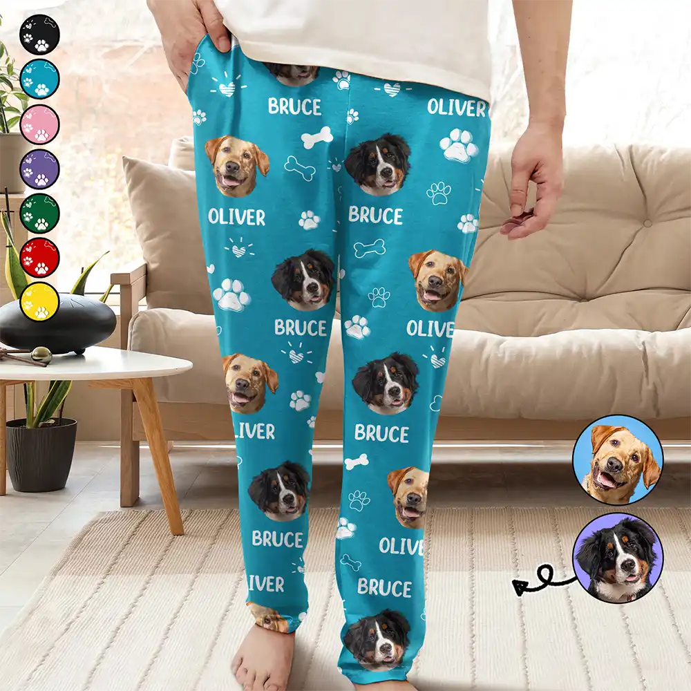 Custom Photo Paw Prints In My Heart Pet Mom Dad Dog Cat Lover - Personalized Pajama Pants - Image 2