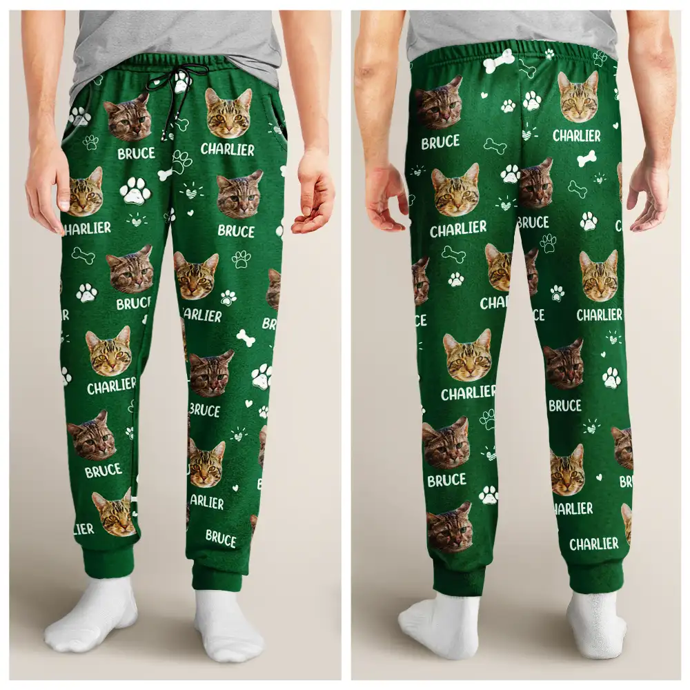 Custom Photo Paw Prints In My Heart Pet Mom Dad Dog Cat Lover - Personalized Pajama Pants - Image 8