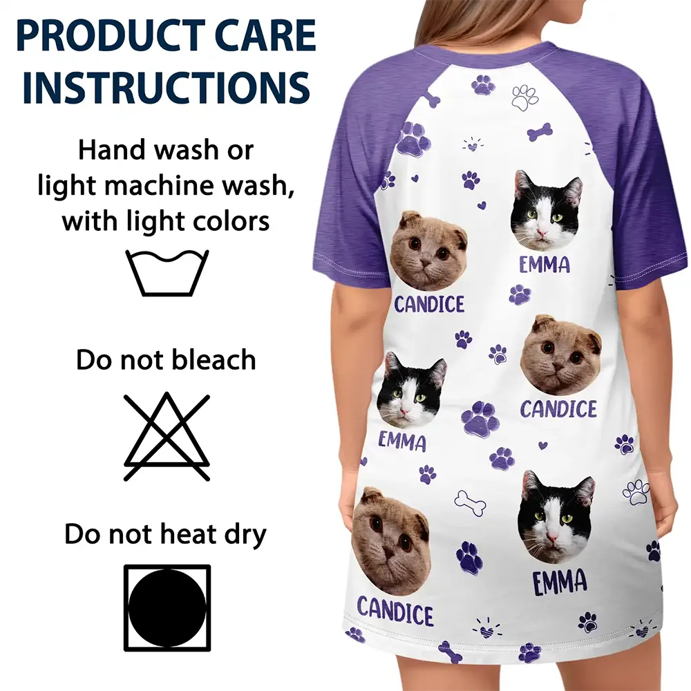 Custom Photo Paw Prints In My Heart Pet Mom Dad Dog Cat Lover - Personalized Women's Sleep Tee - Image 6