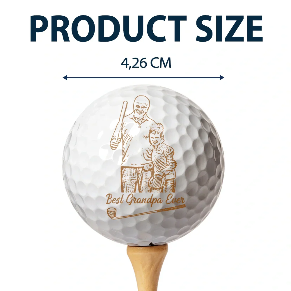 Custom Photo Pencil Drawing Best Dad By Par - Personalized Golf Ball - Image 5