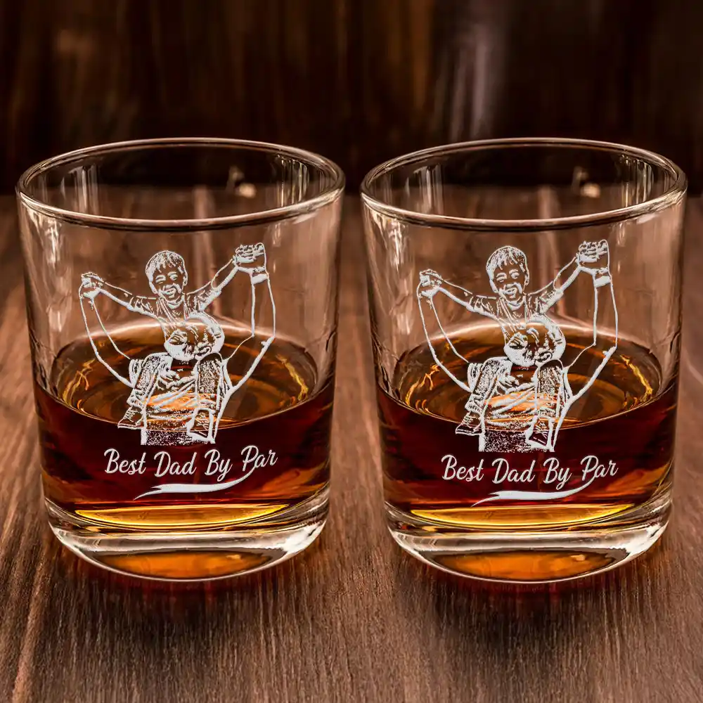 Custom Photo Pencil Drawing Best Dad Ever I Love You - Personalized Engraved Whiskey Glass - Image 3