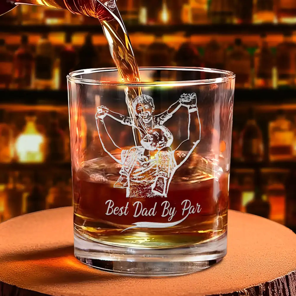 Custom Photo Pencil Drawing Best Dad Ever I Love You - Personalized Engraved Whiskey Glass - Image 5