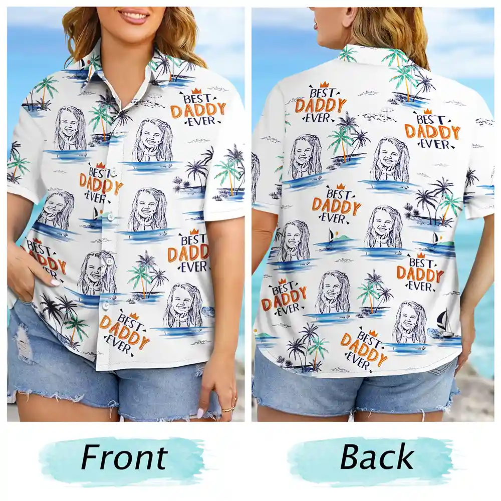 Custom Photo Pencil Drawing Best Dad Grandpa Ever - Personalized Hawaiian Shirt - Image 7