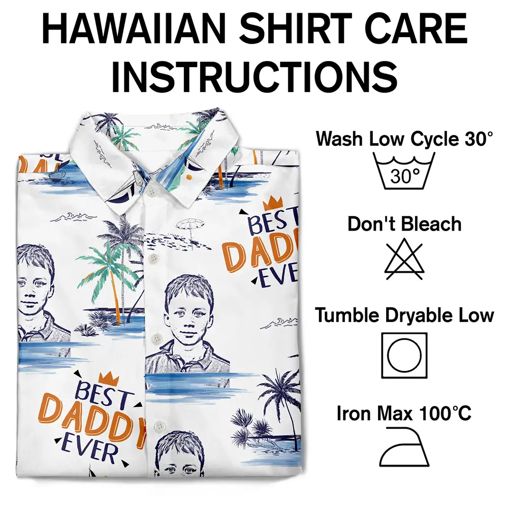 Custom Photo Pencil Drawing Best Dad Grandpa Ever - Personalized Hawaiian Shirt - Image 8