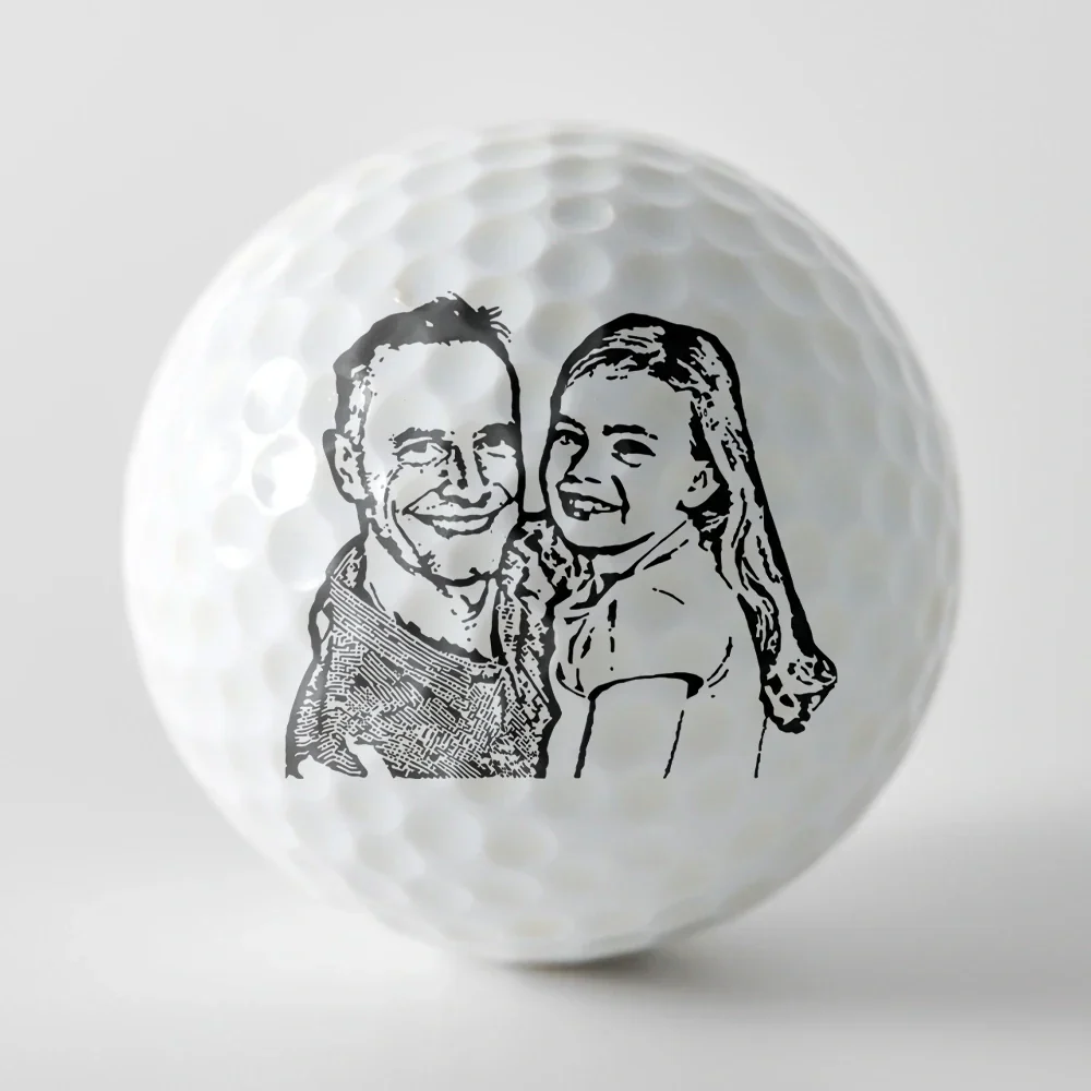 Custom Photo Pencil Drawing Best Daddy By Par - Personalized Golf Ball - Image 4
