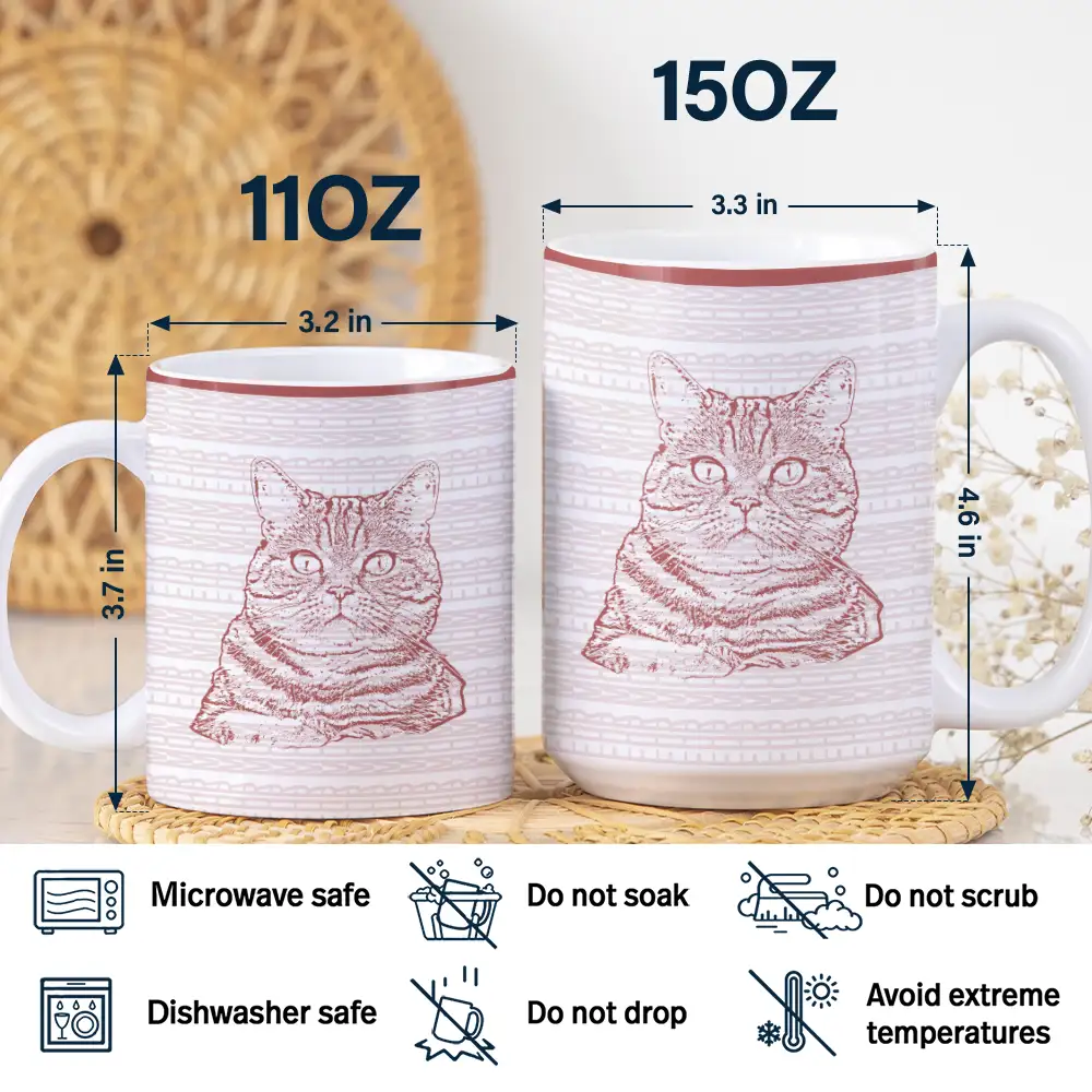 Custom Photo Pencil Drawing Dog Cat Parents Hidden Message - Personalized White Edge-to-Edge Mug - Image 6