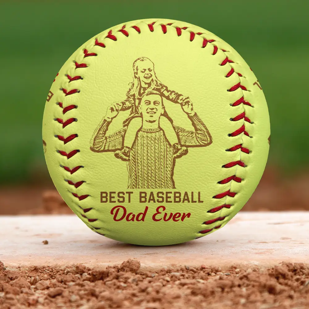 Custom Photo Pencil Drawing I Caught The Best Dad - Personalized Baseball, Softball - Image 4