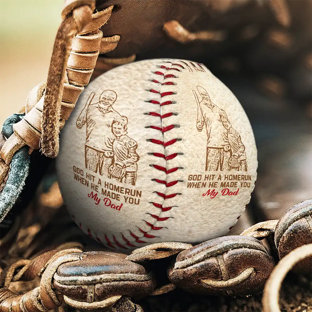 Custom Photo Pencil Drawing I Caught The Best Dad - Personalized Baseball, Softball - Image 5