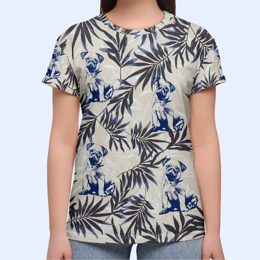 Custom Photo Pencil Drawing Palm Leaf Vacation Vibe - Personalized Full Print T Shirt - Image 7
