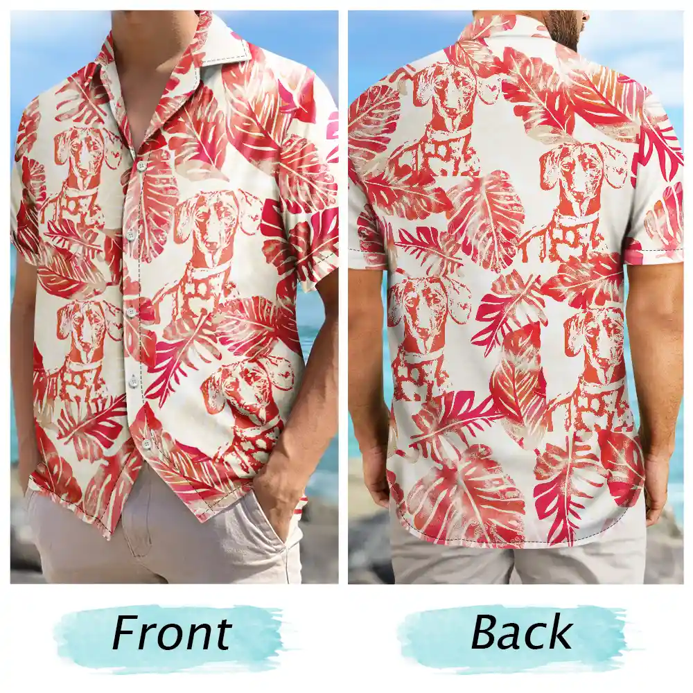 Custom Photo Pencil Drawing Palm Leaf Vacation Vibe - Personalized Hawaiian Shirt - Image 6