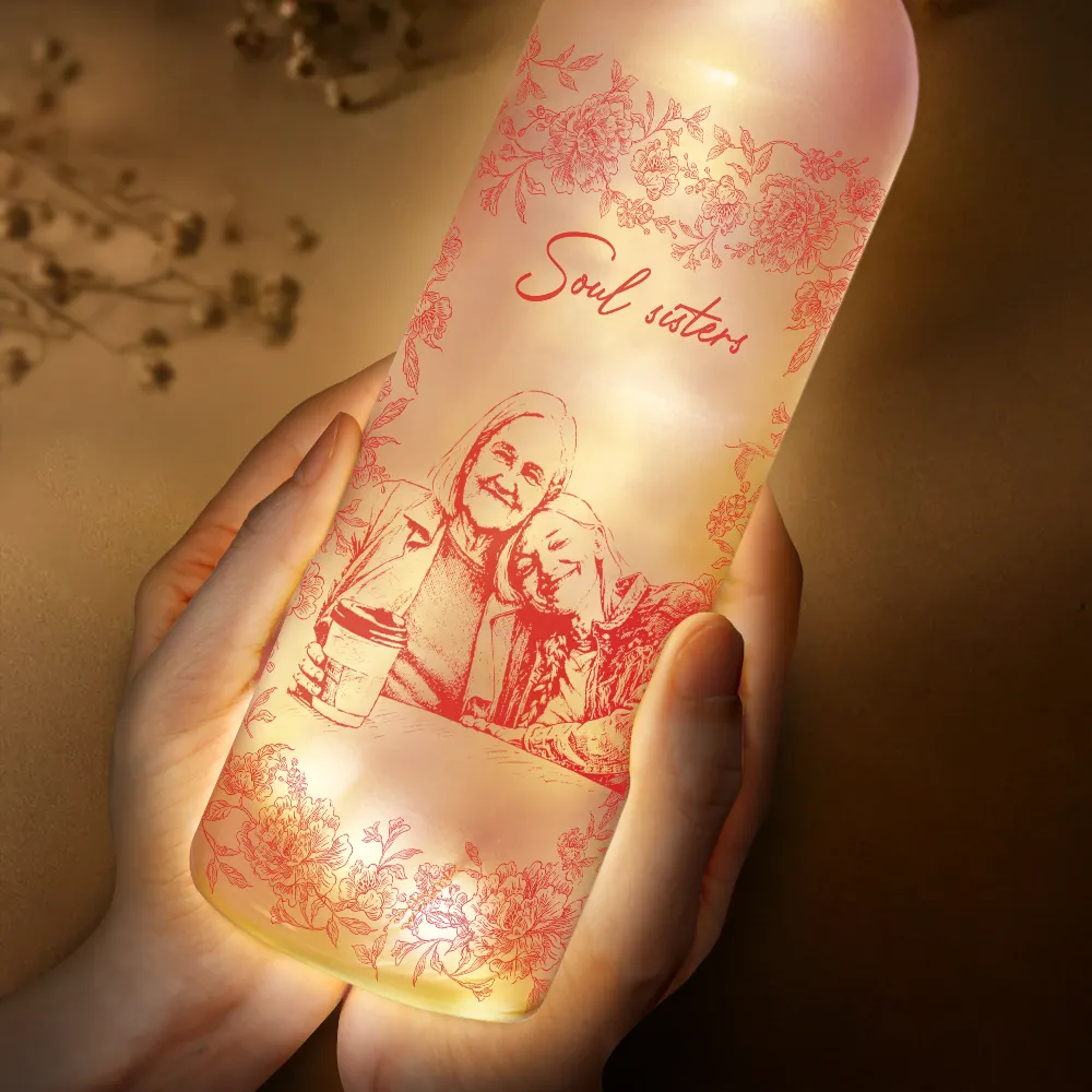 Custom Photo Pencil Sketch A True Friendship Is A Journey Without An End - Personalized Bottle Light - Image 4