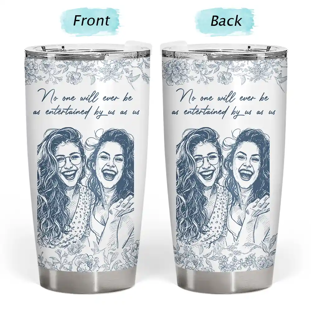 Custom Photo Pencil Sketch A True Friendship Is A Journey Without An End - Personalized Tumbler - Image 4