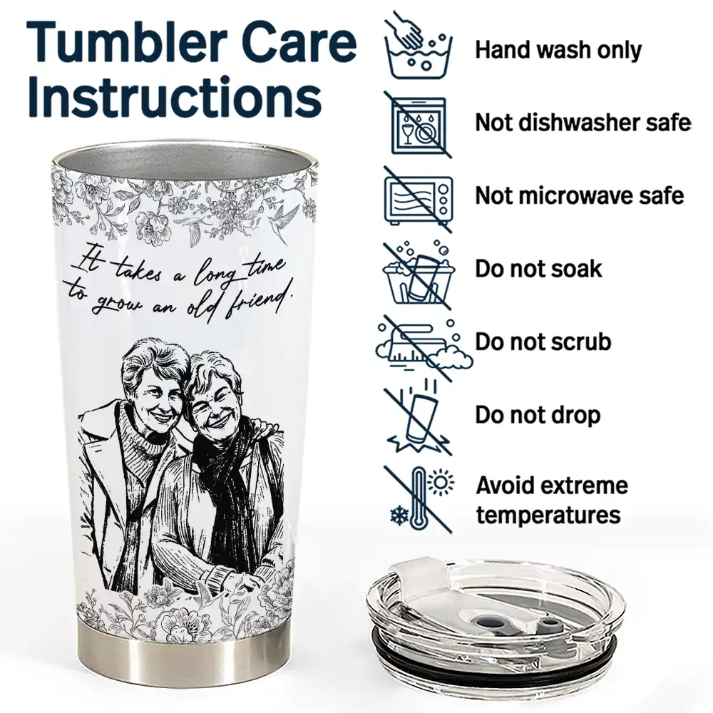 Custom Photo Pencil Sketch A True Friendship Is A Journey Without An End - Personalized Tumbler - Image 6