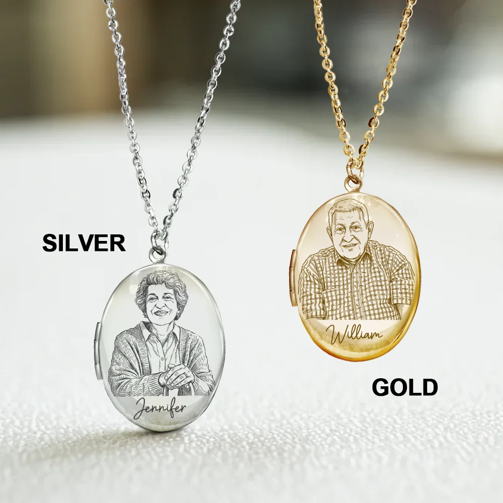 Custom Photo Pencil Sketch Always By My Side - Personalized Locket Necklace - Image 4