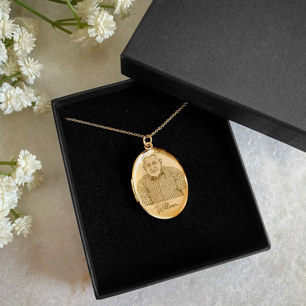 Custom Photo Pencil Sketch Always By My Side - Personalized Locket Necklace - Image 6