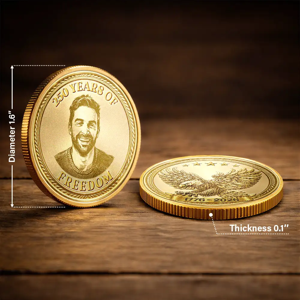 Custom Photo Pencil Sketch America 250 Years Of Freedom - Personalized Commemorative Keepsake Coin - Image 4