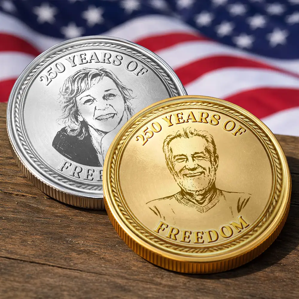 Custom Photo Pencil Sketch America 250 Years Of Freedom - Personalized Commemorative Keepsake Coin - Image 5