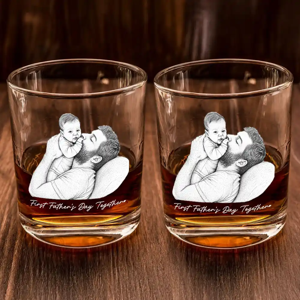 Custom Photo Pencil Sketch Art Family Dog Cat Portrait - Personalized Whiskey Glass - Image 3