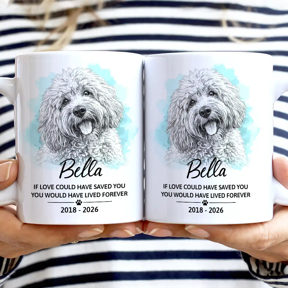 Custom Photo Pencil Sketch Art How Lucky I Am Pet Loss - Personalized White Edge-to-Edge Mug - Image 3