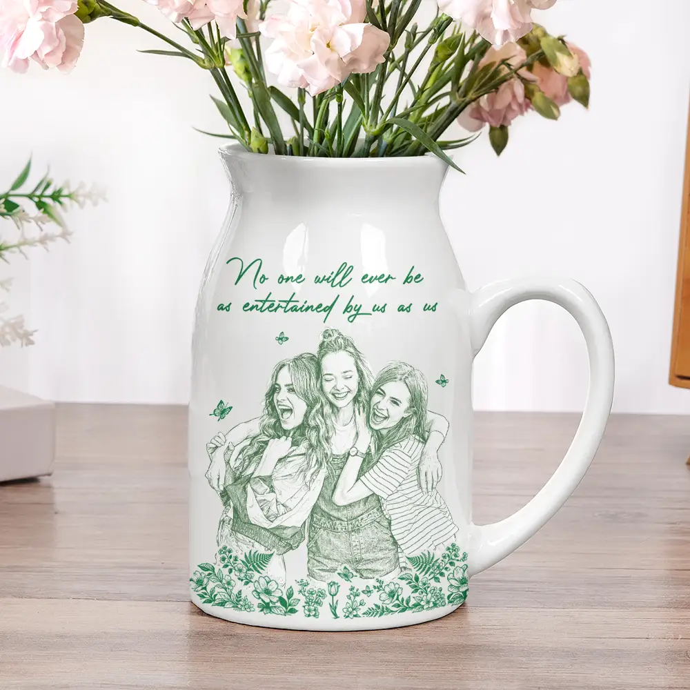 Custom Photo Pencil Sketch Art It Takes A Long Time To Grow An Old Friend - Personalized Ceramic Flower Vase - Image 6