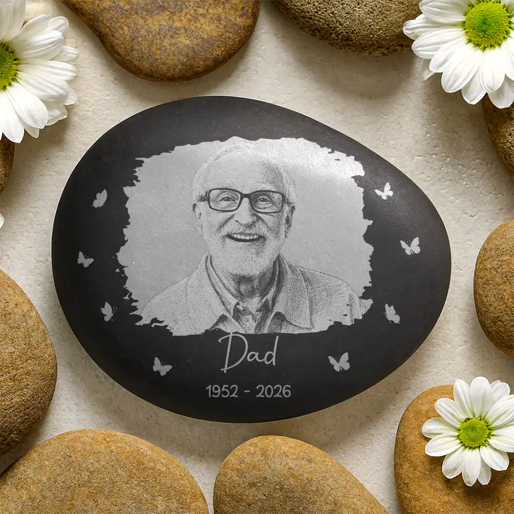 Custom Photo Pencil Sketch Art Memorial Family Dog Cat Portrait - Personalized Printed Rock - Image 2
