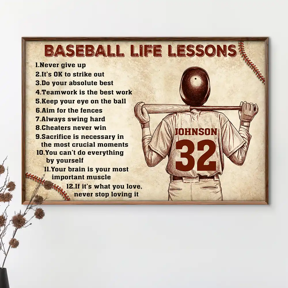 Custom Photo Pencil Sketch Baseball Life Lesson Baseball Lovers - Personalized Poster - Image 4