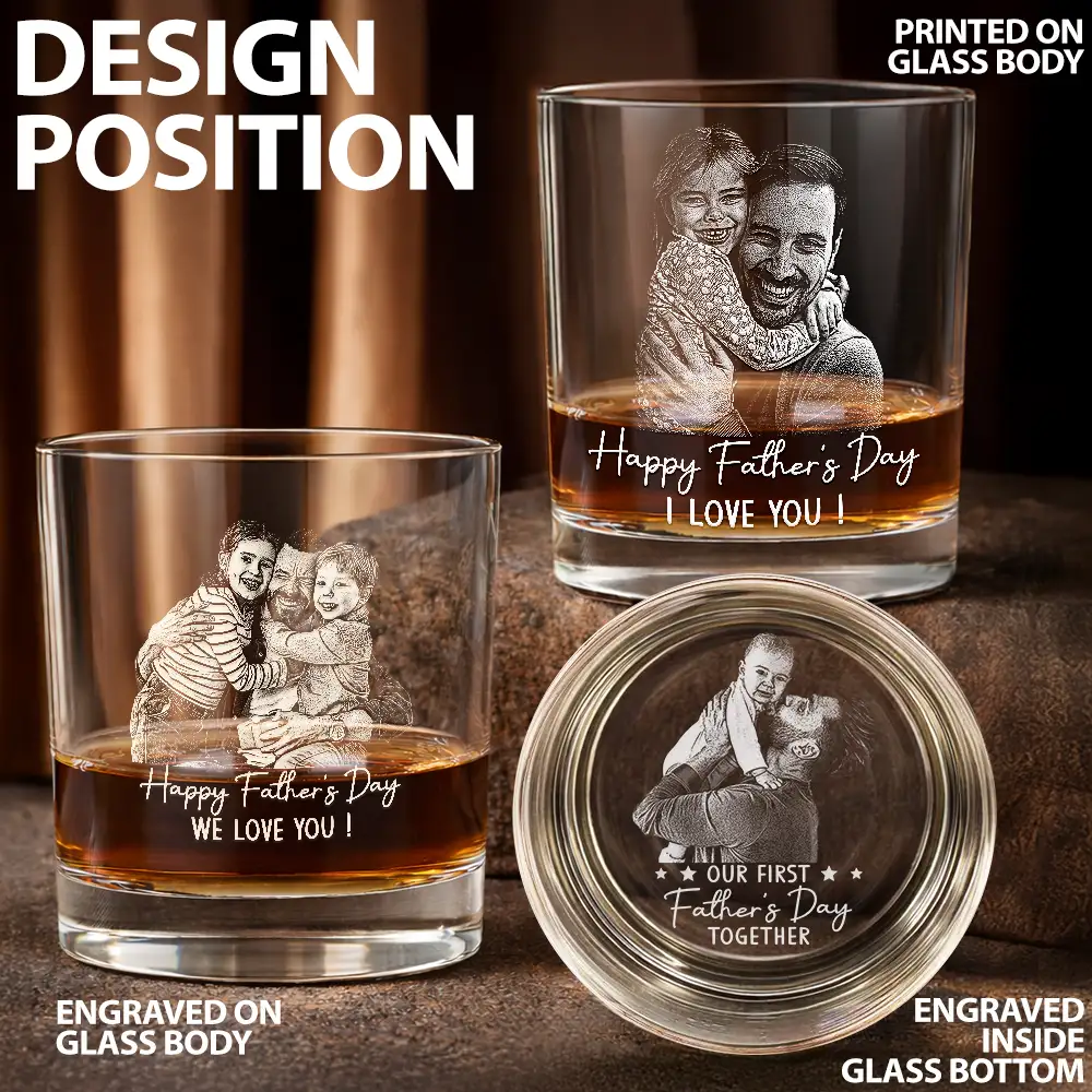 Custom Photo Pencil Sketch Best Dad Ever - Personalized Whiskey Glass - Image 3