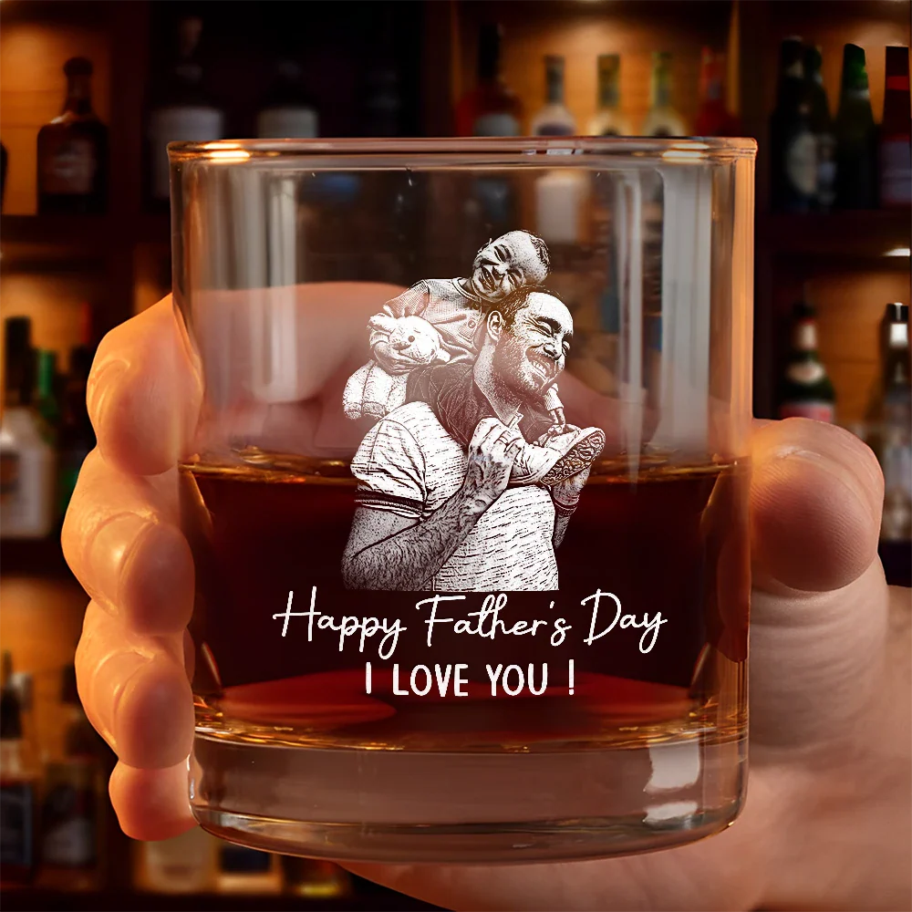 Custom Photo Pencil Sketch Best Dad Ever - Personalized Whiskey Glass - Image 4