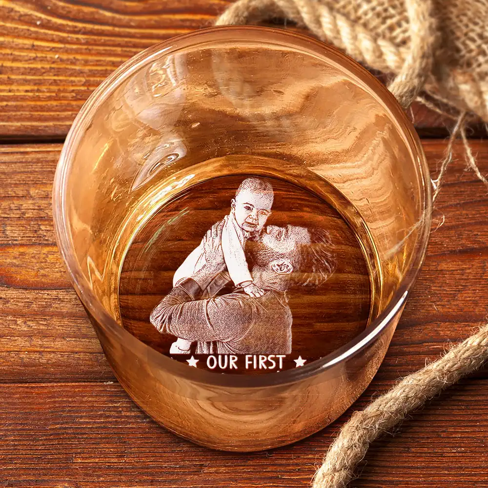 Custom Photo Pencil Sketch Best Dad Ever - Personalized Whiskey Glass - Image 5