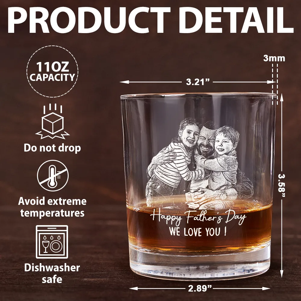 Custom Photo Pencil Sketch Best Dad Ever - Personalized Whiskey Glass - Image 7