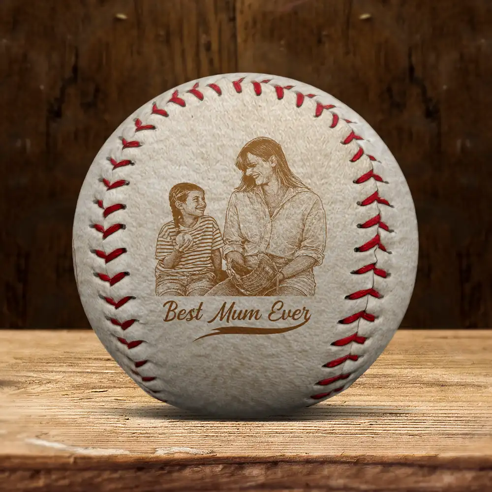 Custom Photo Pencil Sketch Best Mom Ever - Personalized Baseball, Softball - Image 6
