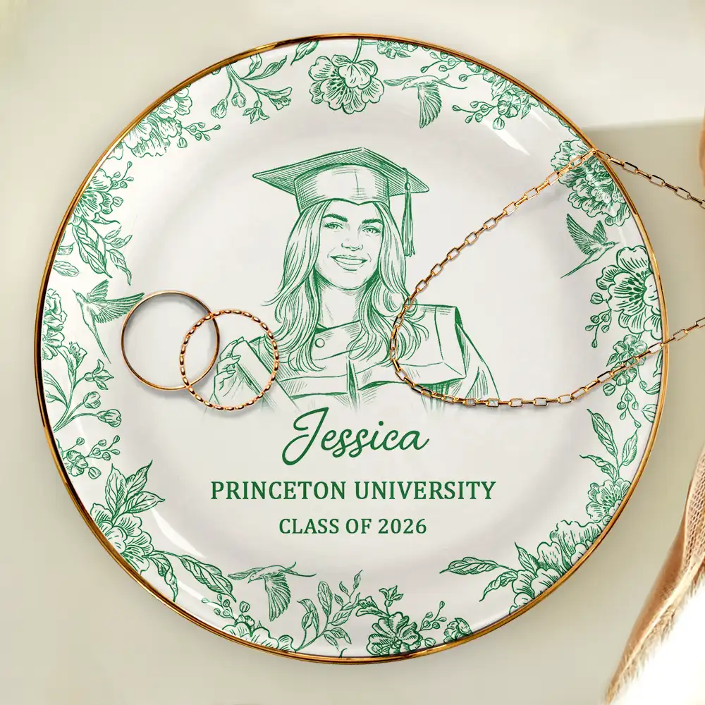 Custom Photo Pencil Sketch Congrats Graduation - Personalized Ring Dish - Image 5