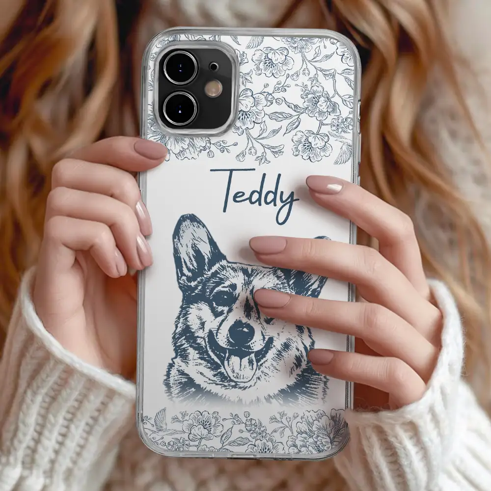 Custom Photo Pencil Sketch Dog Cat Portrait - Personalized Clear Phone Case - Image 3