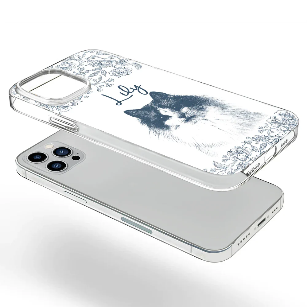 Custom Photo Pencil Sketch Dog Cat Portrait - Personalized Clear Phone Case - Image 6