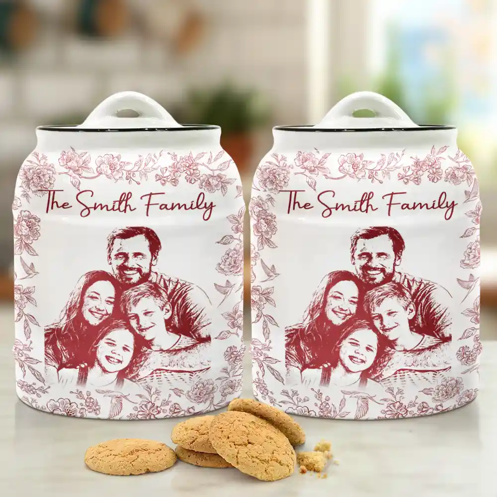 Custom Photo Pencil Sketch Dog Cat Portrait - Personalized Cookie Jar - Image 3