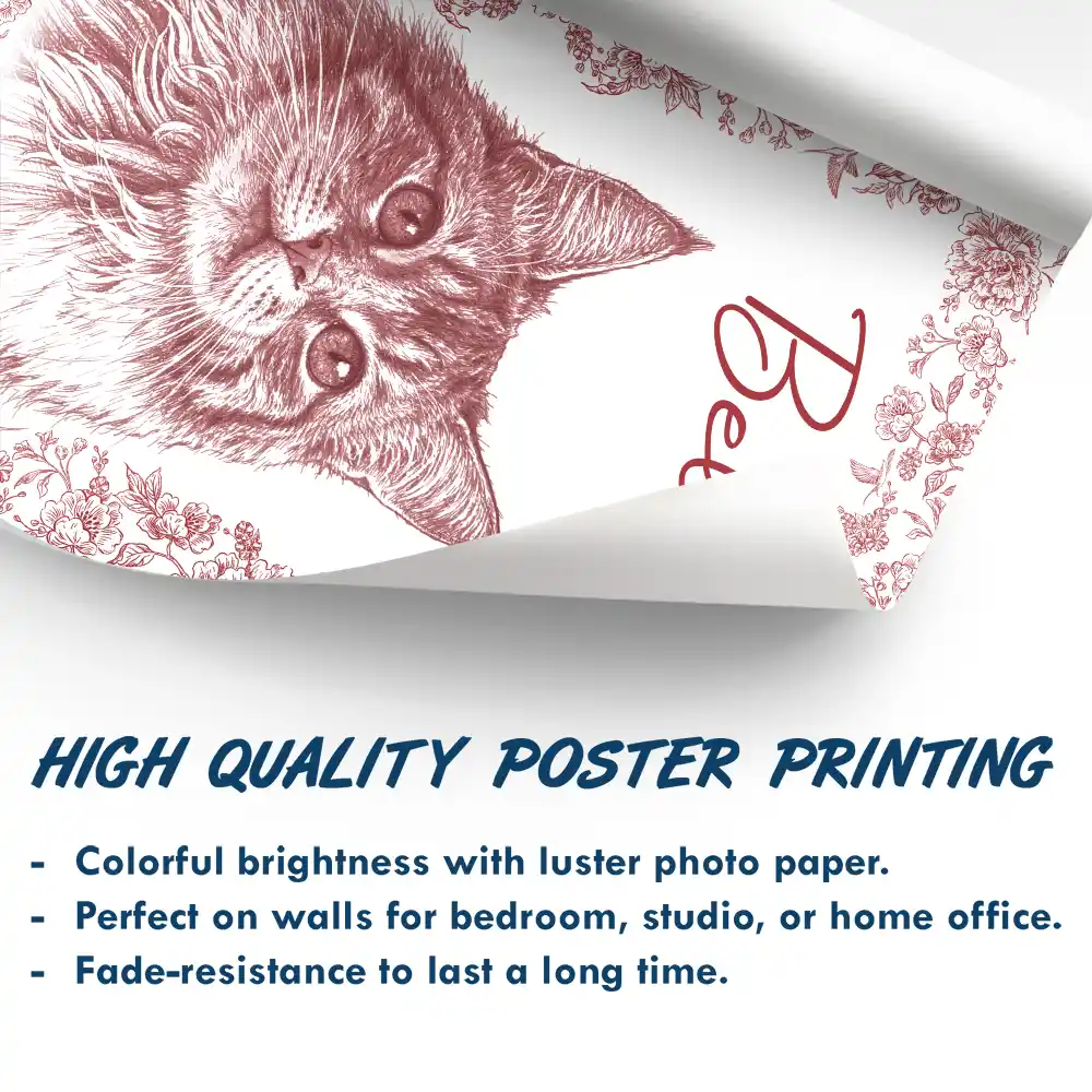 Custom Photo Pencil Sketch Dog Cat Portrait - Personalized Poster - Image 6