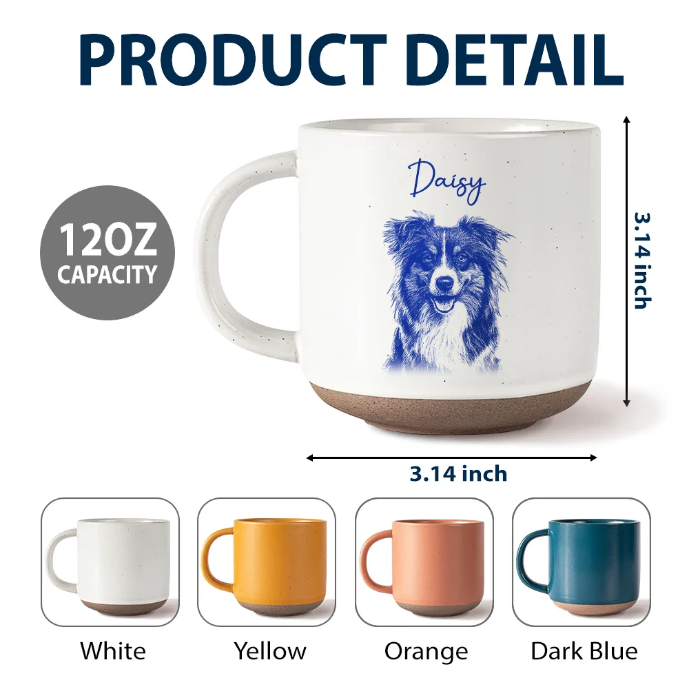Custom Photo Pencil Sketch Dog Cat Portrait - Personalized Pottery Mug - Image 7