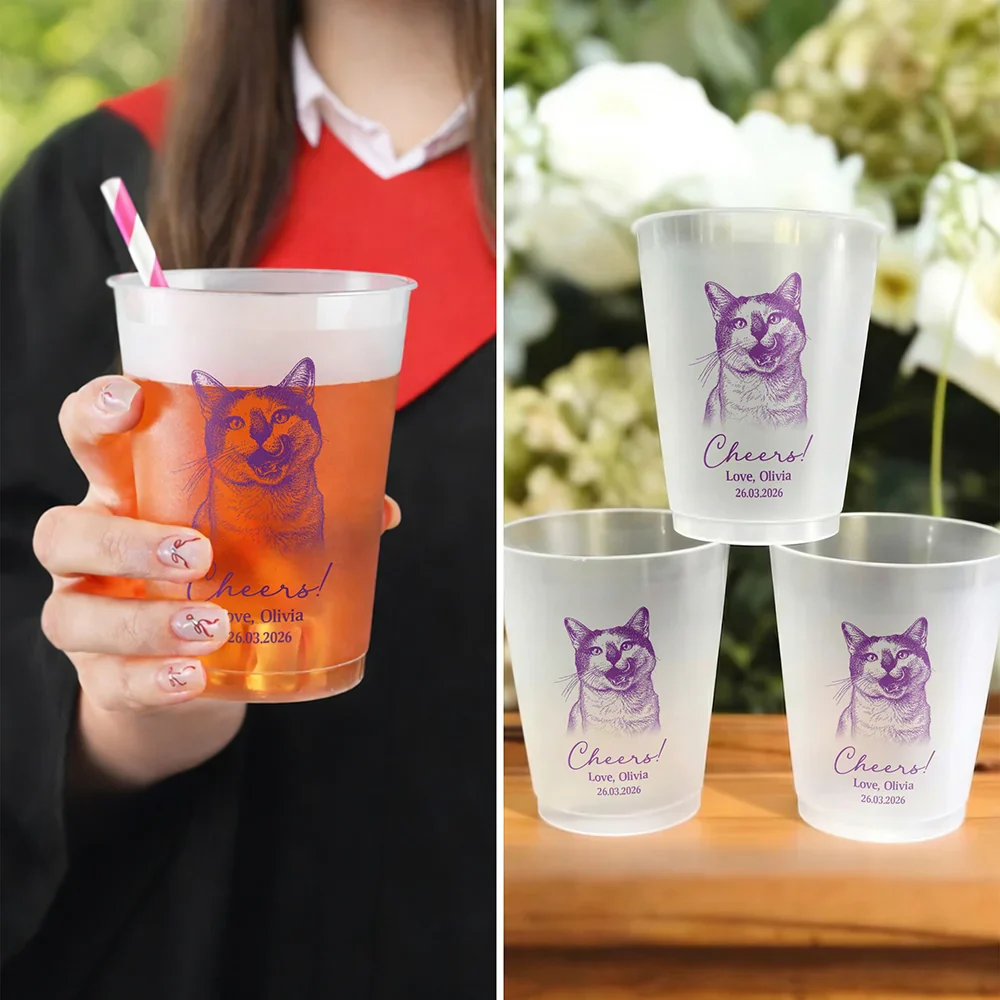 Custom Photo Pencil Sketch Drink On Me Lovely Pet Face - Personalized Frosted Cups - Image 6