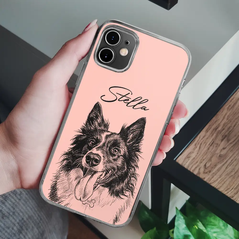 Custom Photo Pencil Sketch Family Besties Dog Cat Portrait - Personalized Clear Phone Case - Image 7