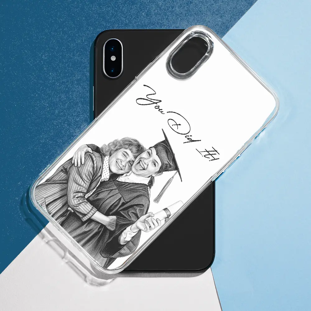 Custom Photo Pencil Sketch Family Besties Dog Cat Portrait - Personalized Clear Phone Case - Image 8