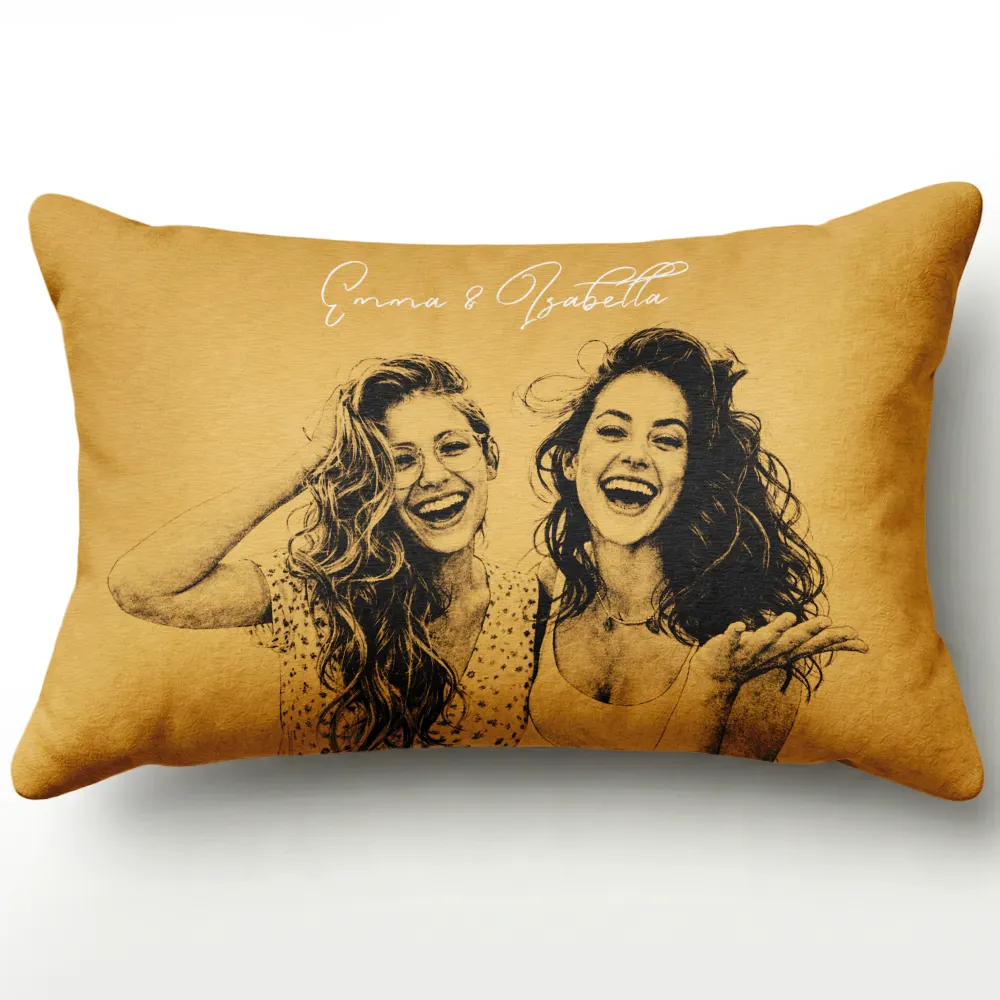 Custom Photo Pencil Sketch Family Dog Cat Portrait - Personalized Pillow - Image 3