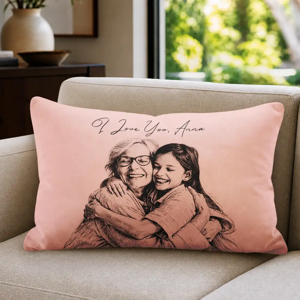 Custom Photo Pencil Sketch Family Dog Cat Portrait - Personalized Pillow - Image 5