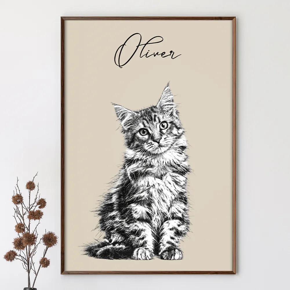 Custom Photo Pencil Sketch Family Dog Cat Portrait - Personalized Poster - Image 4