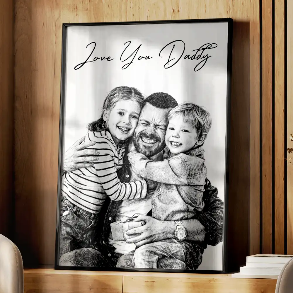 Custom Photo Pencil Sketch Family Dog Cat Portrait - Personalized Poster - Image 5